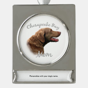 Chesapeake Bay Retriever Moeder 2 Verzilverd Banner Ornament