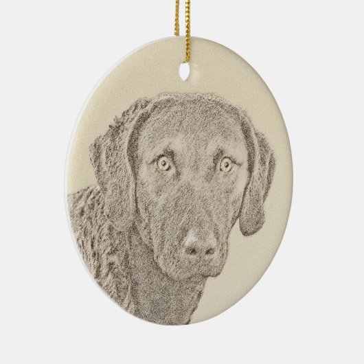 Chesapeake Bay Retriever originele hondkunst schil Keramisch Ornament (Rechts)
