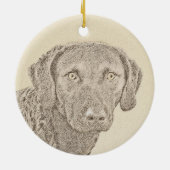 Chesapeake Bay Retriever originele hondkunst schil Keramisch Ornament (Achterkant)