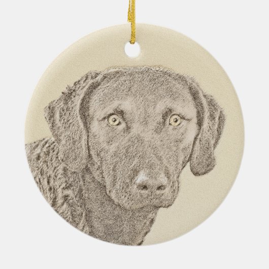 Chesapeake Bay Retriever originele hondkunst schil Keramisch Ornament (Achterkant)