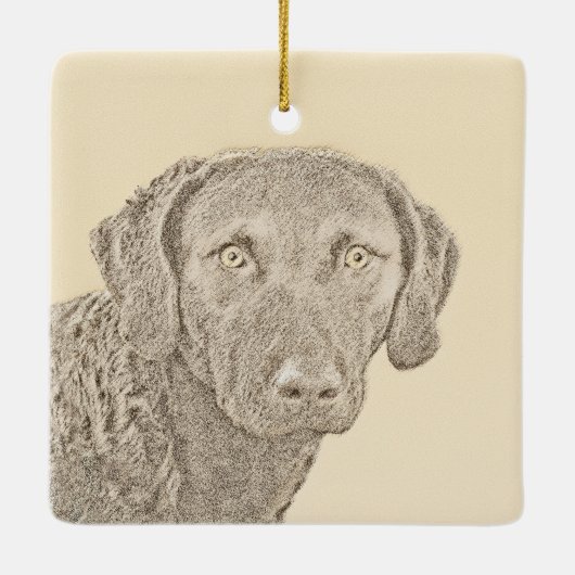 Chesapeake Bay Retriever originele hondkunst schil Keramisch Ornament (Achterkant)