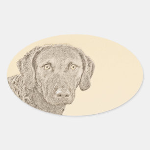 Chesapeake Bay Retriever originele hondkunst schil Ovale Sticker