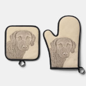 Chesapeake Bay Retriever originele hondkunst schil Ovenwant & Pannenlap Set (Voorkant)