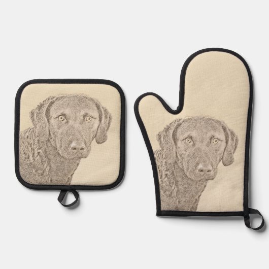 Chesapeake Bay Retriever originele hondkunst schil Ovenwant & Pannenlap Set (Voorkant)