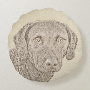 Chesapeake Bay Retriever originele hondkunst schil Rond Kussen