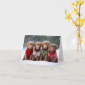 Chesapeake Bay Retriever Puppies Kerst Kaart (Gele Bloem)