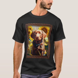 Chesapeake Bay Retriever Schilderij Zonnebloem Blo T-shirt