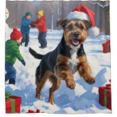 Chesapeake Bay Retriever Sneeuw met Kerstmis Pet Douchegordijn (Voorkant)