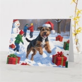 Chesapeake Bay Retriever Sneeuw met Kerstmis Pet Kaart (Gele Bloem)