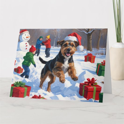 Chesapeake Bay Retriever Sneeuw met Kerstmis Pet Kaart (Voorkant)