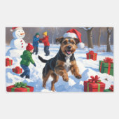 Chesapeake Bay Retriever Sneeuw met Kerstmis Pet Rechthoekige Sticker (Voorkant)