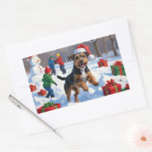 Chesapeake Bay Retriever Sneeuw met Kerstmis Pet Rechthoekige Sticker (Envelop)
