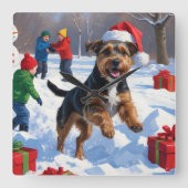 Chesapeake Bay Retriever Sneeuw met Kerstmis Pet Vierkante Klok (Voorkant)