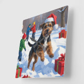 Chesapeake Bay Retriever Sneeuw met Kerstmis Pet Vierkante Klok (Hoek)