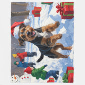 Chesapeake Bay Retriever Sneeuw met Kerstmuts Fleece Deken (Voorkant)
