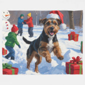 Chesapeake Bay Retriever Sneeuw met Kerstmuts Fleece Deken (Voorkant (Horizontaal))
