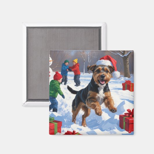 Chesapeake Bay Retriever Sneeuw met Kerstmuts Magneet (Voorkant / Achterkant)