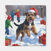 Chesapeake Bay Retriever Sneeuw met Kerstmuts Magneet (Voorkant)