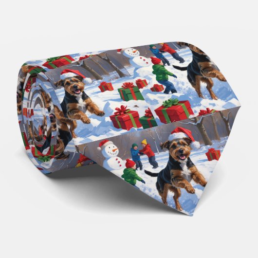 Chesapeake Bay Retriever Sneeuw met Kerstmuts Stropdas (Opgerold)