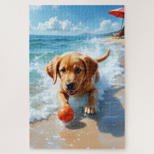 Chesapeake Bay Retriever Strand Ophaalscène Legpuzzel (Verticaal)