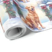 Chesapeake Bay Retriever Winter Lakeside Christmas Cadeaupapier (Rol Hoek)