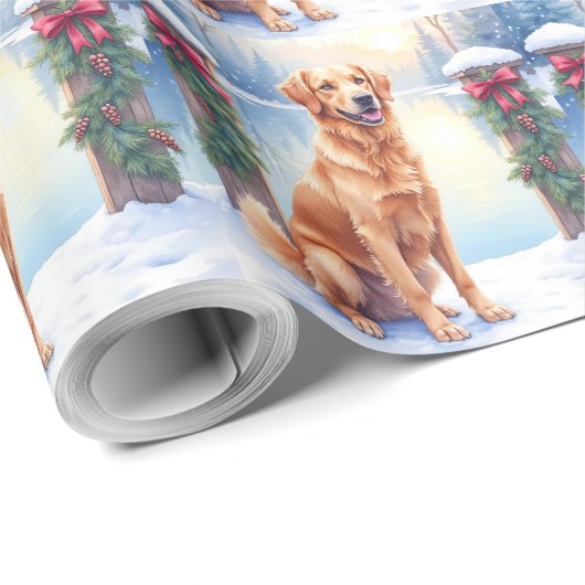 Chesapeake Bay Retriever Winter Lakeside Christmas Cadeaupapier (Rol Hoek)