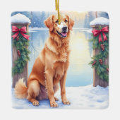 Chesapeake Bay Retriever Winter Lakeside Christmas Keramisch Ornament (Voorkant)