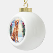 Chesapeake Bay Retriever Winter Lakeside Christmas Keramische Bal Ornament (Rechts)