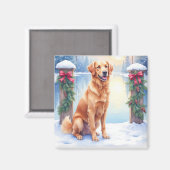 Chesapeake Bay Retriever Winter Lakeside Christmas Magneet (Voorkant / Achterkant)
