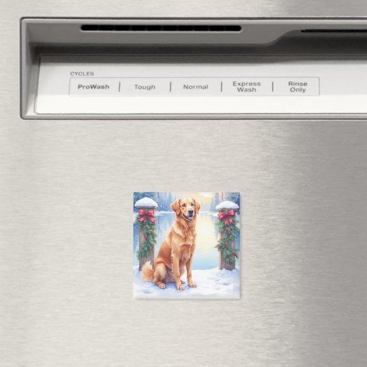 Chesapeake Bay Retriever Winter Lakeside Christmas Magneet (Insitu (Vaatwasser))