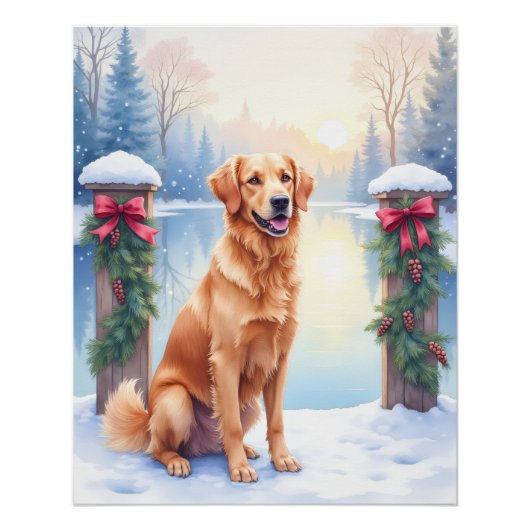 Chesapeake Bay Retriever Winter Lakeside Christmas Perfect Poster (Voorkant)
