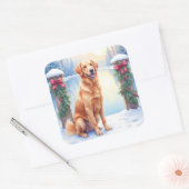 Chesapeake Bay Retriever Winter Lakeside Christmas Vierkante Sticker (Envelop)