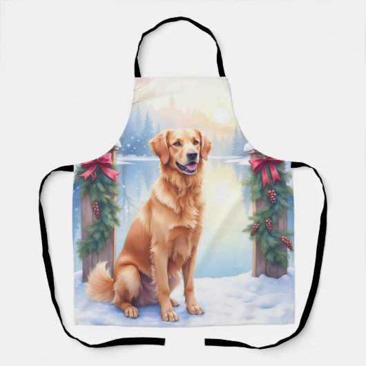 Chesapeake Bay Retriever Winter Lakeside Kerstmis Schort (Voorkant)
