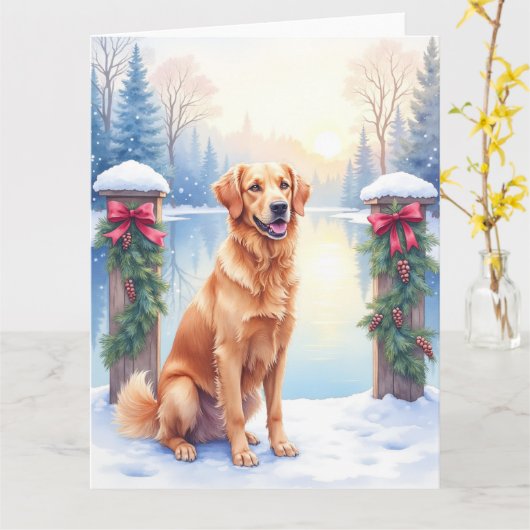 Chesapeake Bay Retriever Winter Meerzijde Kerstmis Kaart (Gele Bloem)
