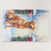 Chesapeake Bay Retriever Winter Merenoever Kerstmi Legpuzzel (Horizontaal)