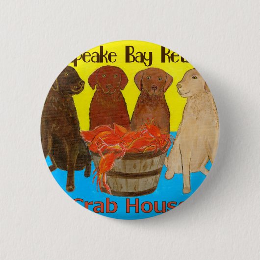 Chesapeake Bay Retriver Crabhouse Ronde Button 5,7 Cm (Voorkant)