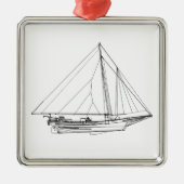 Chesapeake Bay Skipjack Sailboot Metalen Ornament (Voorkant)