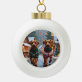 Chesapeake Bay Terrier Christmas Snow Holiday Keramische Bal Ornament (Voorkant)