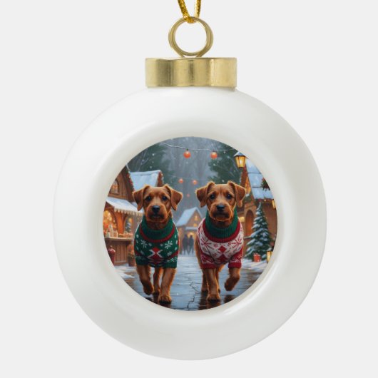 Chesapeake Bay Terrier Christmas Snow Holiday Keramische Bal Ornament (Voorkant)