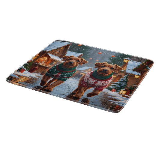 Chesapeake Bay Terrier Christmas Snow Holiday Snijplank (Hoek)