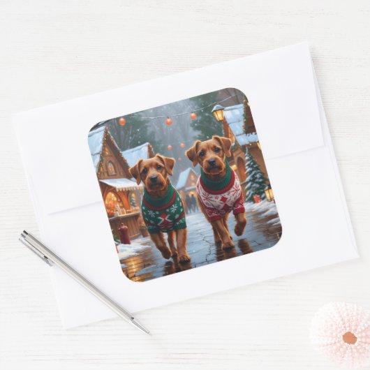 Chesapeake Bay Terrier Christmas Snow Holiday Vierkante Sticker (Envelop)