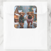 Chesapeake Bay Terrier Christmas Snow Holiday Vierkante Sticker (Tas)