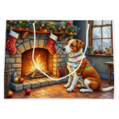 Chesapeake Bay Terrier Fireplace Christmas Lights Groot Cadeauzakje (Voorkant)