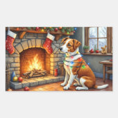 Chesapeake Bay Terrier Fireplace Christmas Lights Rechthoekige Sticker (Voorkant)