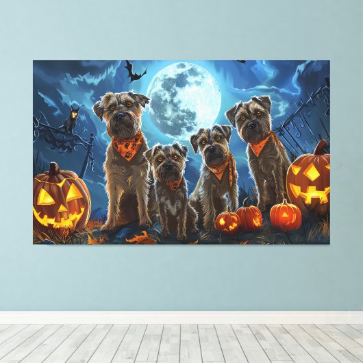 Chesapeake Bay Terrier Halloween Spoken Canvas Afdruk (Insitu (Houten vloer))