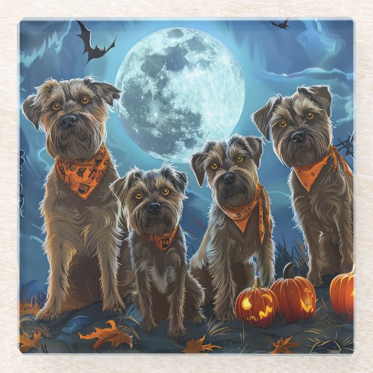Chesapeake Bay Terrier Halloween Spooky Glazen Onderzetter (Voorkant)