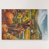 Chesapeake Bay Terrier Herfst Oogst Thanksgiving Legpuzzel (Horizontaal)