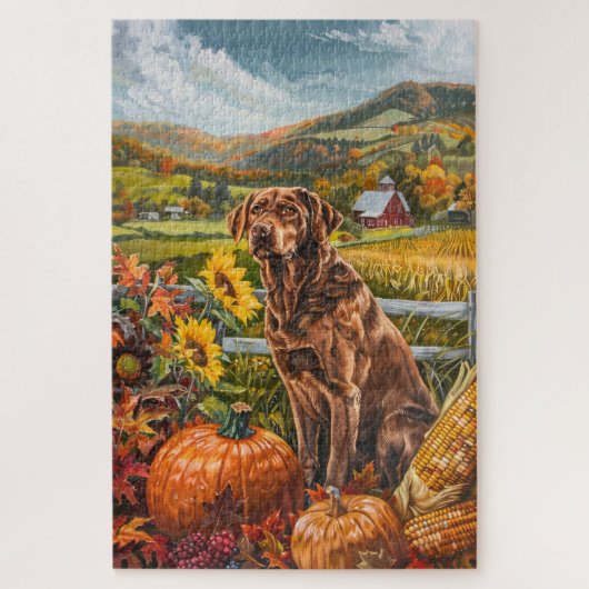 Chesapeake Bay Terrier Herfst Oogst Thanksgiving Legpuzzel (Verticaal)