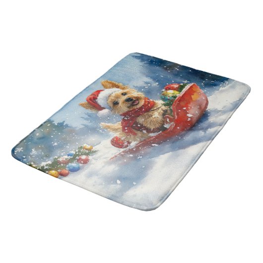 Chesapeake Bay Terrier Hond in Sledge Kerstmis Badmat (Gekanteld)