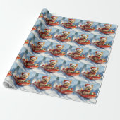 Chesapeake Bay Terrier Hond in Sledge Kerstmis Cadeaupapier (Uitgerold)